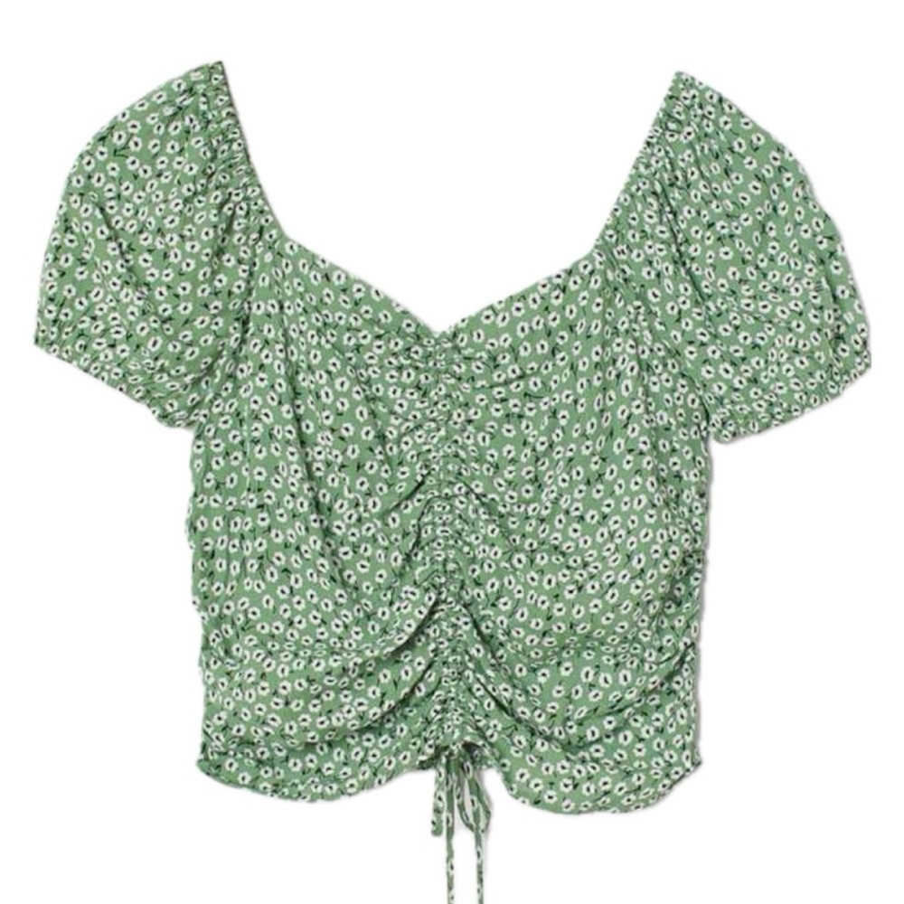 H&M Floral Print Puff Sleeve Top Size Small